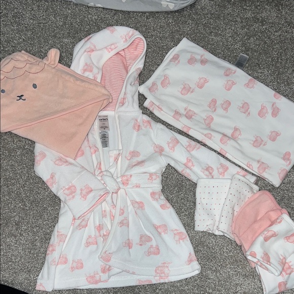 Carter's Other - Carter's White and Pink Kids Pajama Robe Set